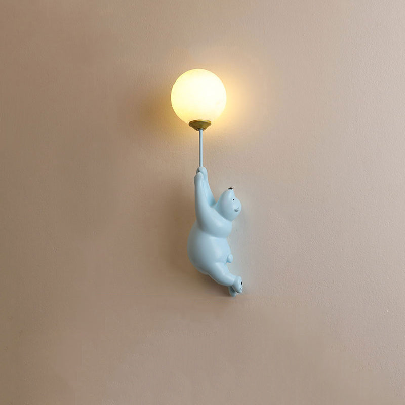 Fateh Design Bear LED Wall Lamp White/Blue/Pink Resin/Acrylic Bedroom/Living Room/Children's Room