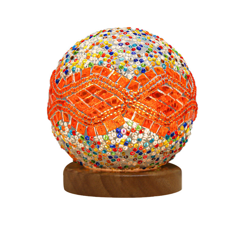 GlowNest - Spherical LED Dimmable Glass Bohemian Baroque Table Lamp Mosaic Night Light 3.9"