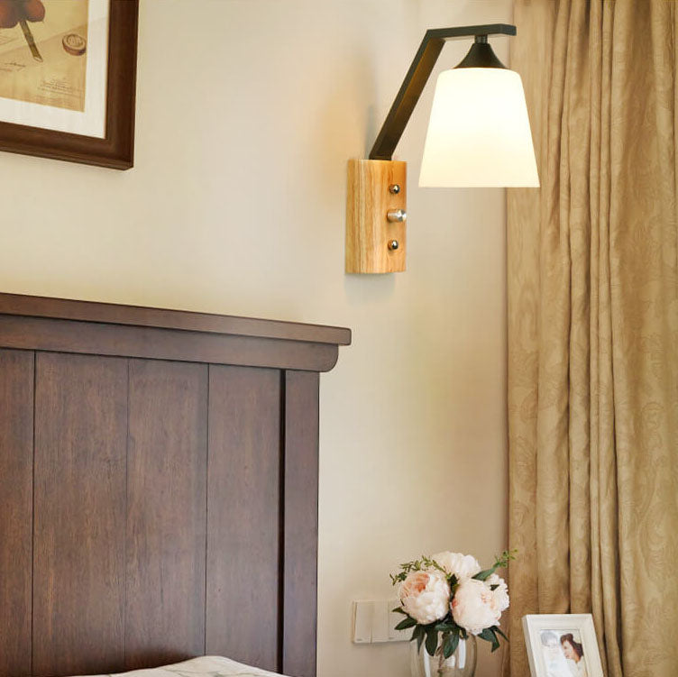 WoodGlow - Simple Wall Lamp with Wooden Arm