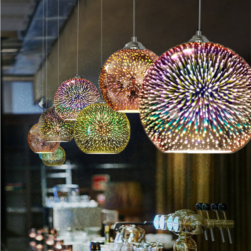 Innovative 3D Firework Coloured Glass Pendant Lamp with 1 Light Source