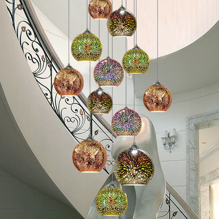 Innovative 3D Firework Coloured Glass Pendant Lamp with 1 Light Source
