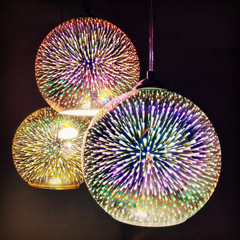 Innovative 3D Firework Coloured Glass Pendant Lamp with 1 Light Source