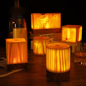 GlowWood - Table Lamp with Built-in Battery and Touch Control LED Lighting for Bedroom and Desk