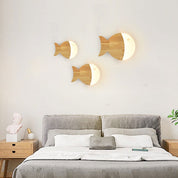 Nordic Minimalist Oak and Acrylic LED Wall Lamp in Fish Shape