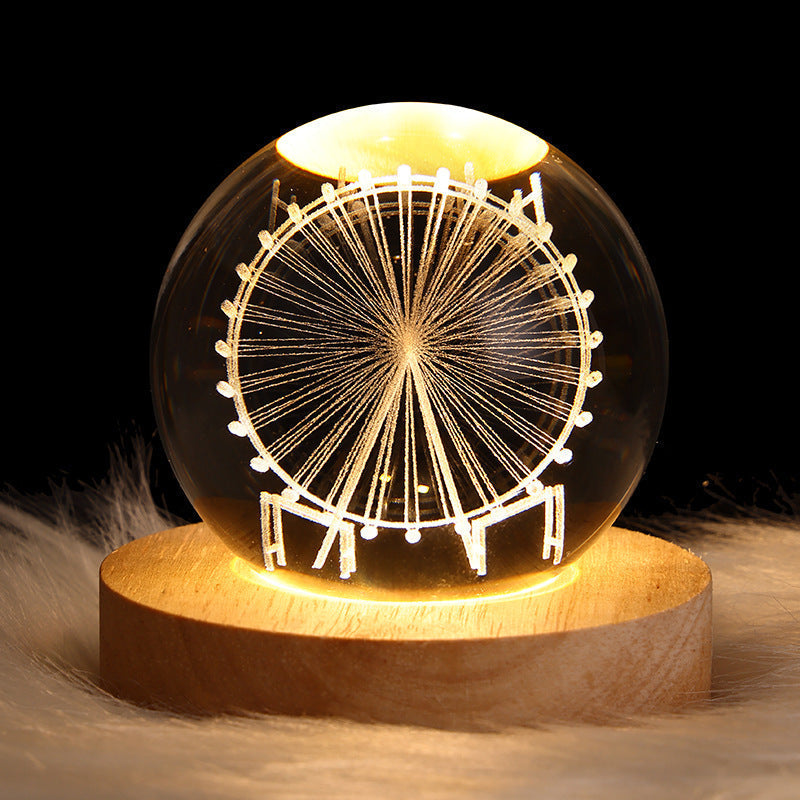 3D Galaxy Crystal Ball LED Night Light
