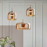 Hailie Retro LED Pendant Lights Gold Amber Metal Glass Bedroom
