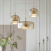 Hailie Retro LED Pendant Lights Gold Amber Metal Glass Bedroom
