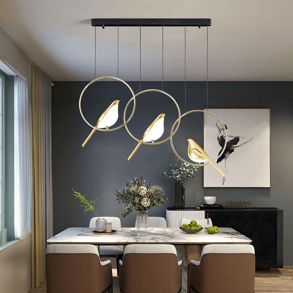 Creative LED Pendant Lamp in the Shape of Birds with Rings