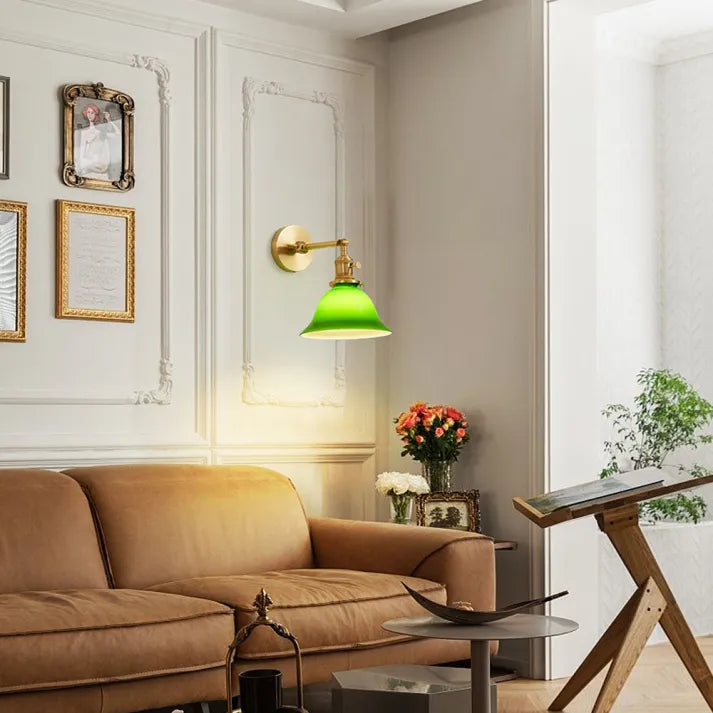 Retro Adjustable Arm Glass Wall Lamp - Glass wall lamp with retro adjustable arm