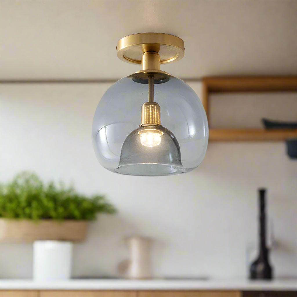 DesignEpure - Modern Grey Glass Ceiling Light