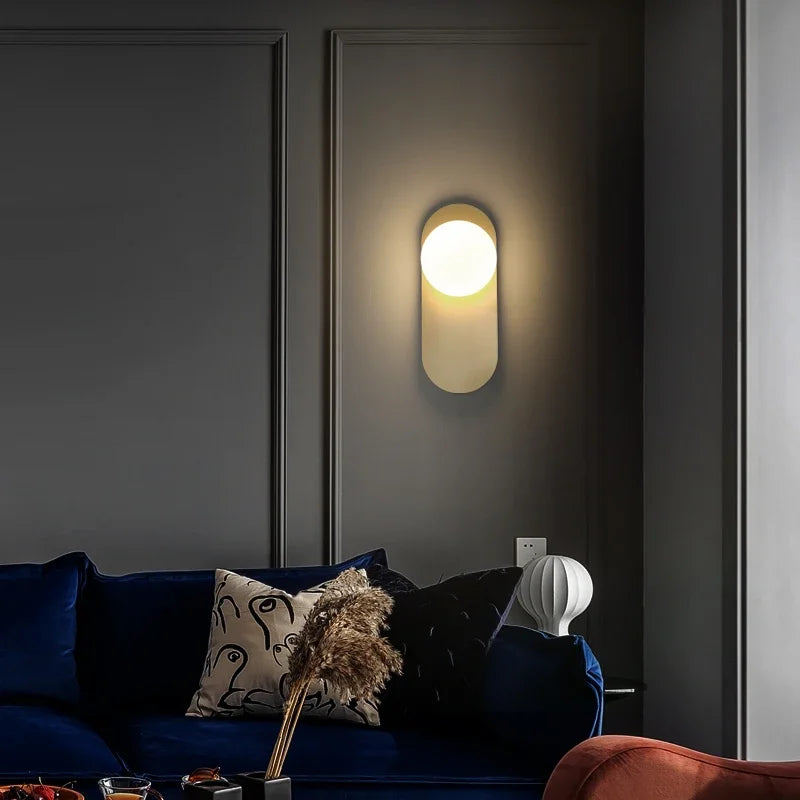 GildedGlimmer - Modern LED Wall Lamp with Glass Sphere