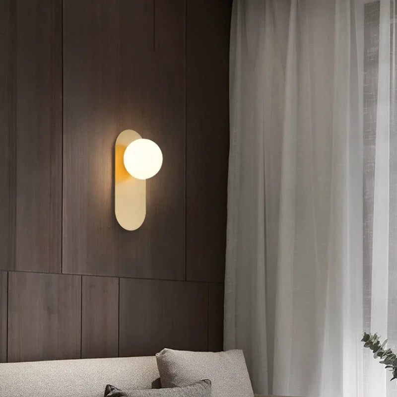 GildedGlimmer - Modern LED Wall Lamp with Glass Sphere