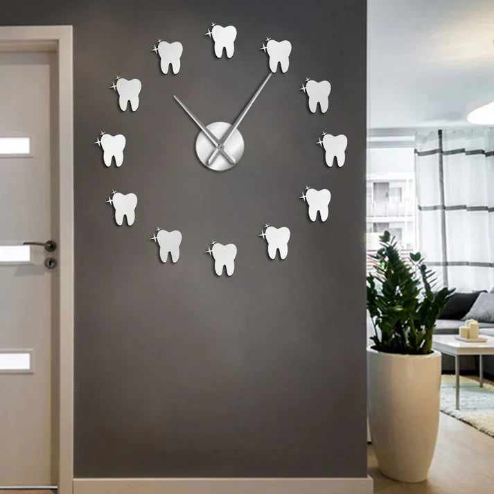 DentiGlow - Modern Wall Clock with Dental Mirror Effect