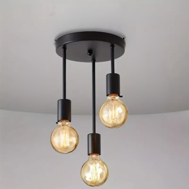 Industrial Ceiling Light Black - 3-Head Vintage Lighting Fixture