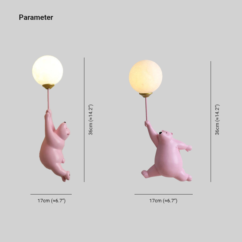 Fateh Design Bear LED Wall Lamp White/Blue/Pink Resin/Acrylic Bedroom/Living Room/Children's Room