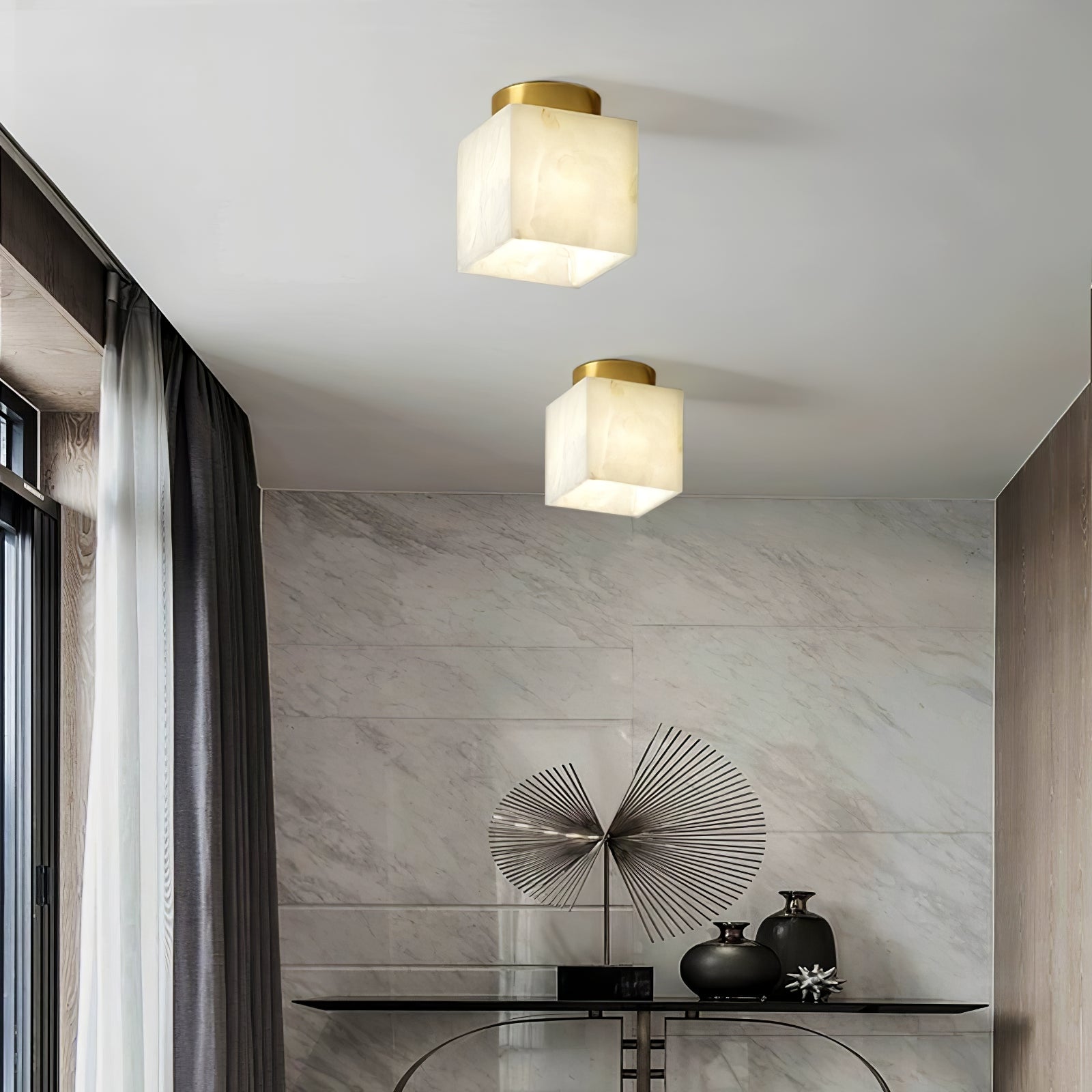 EclatLunaire - Oval Alabaster Ceiling Light for a Heavenly Atmosphere