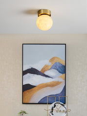 EclatLunaire - Oval Alabaster Ceiling Light for a Heavenly Atmosphere