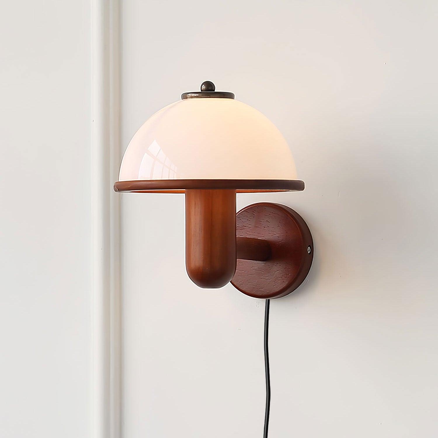 Wooden Mushroom Wall Lamp - Unique Lighting for a Natural Touch
