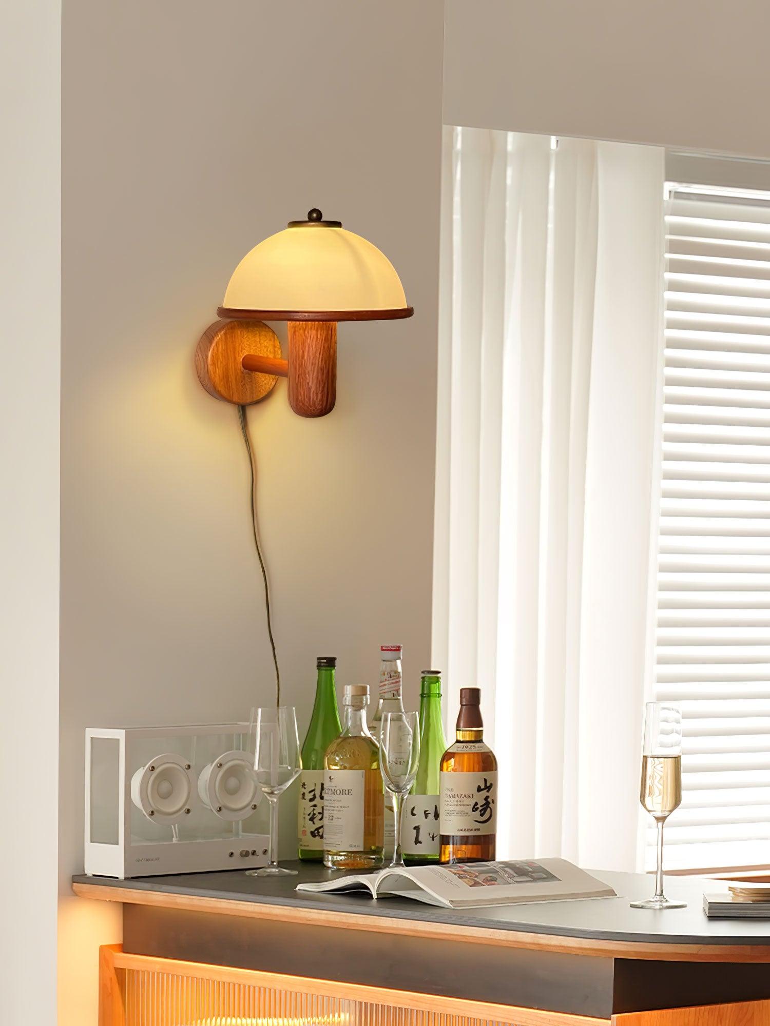 Mushroom Glow - Wooden Mushroom Wall Lamp