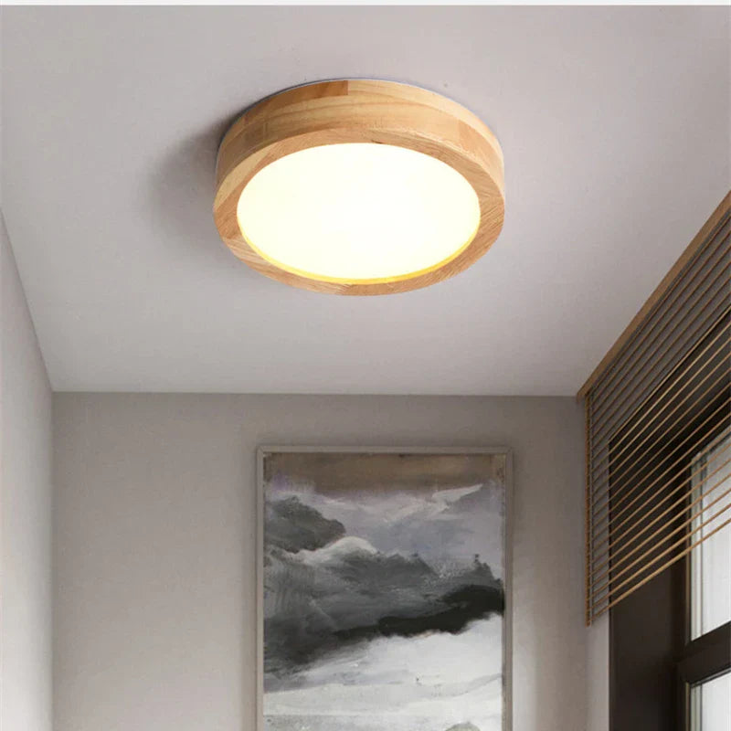 NordicGlo - Round Scandinavian Solid Wood Ceiling Light