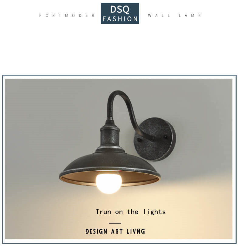 EisenGlow - Retro outdoor wall lamp with 1 iron light dome