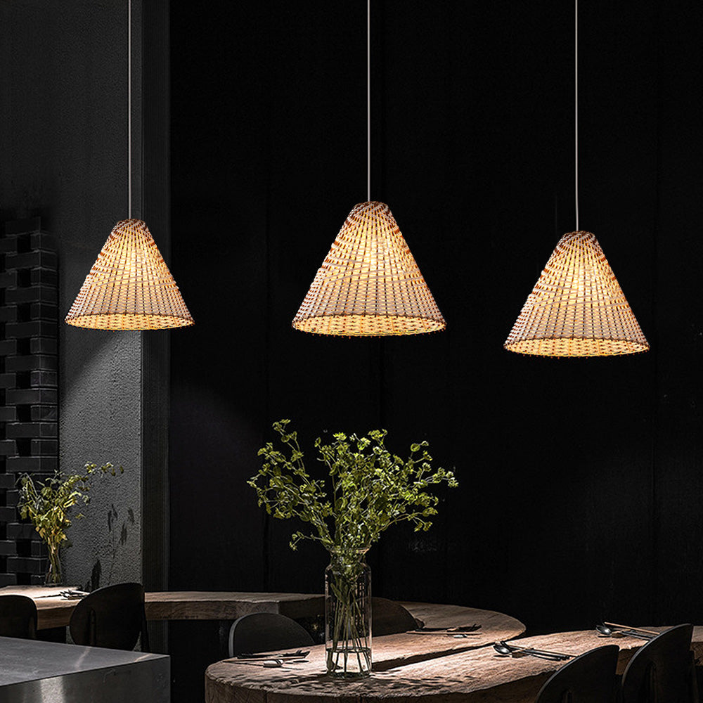 Boho Pendant Light Made of Handwoven Rattan