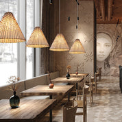 Boho Pendant Light Made of Handwoven Rattan