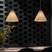 Boho Pendant Light Made of Handwoven Rattan