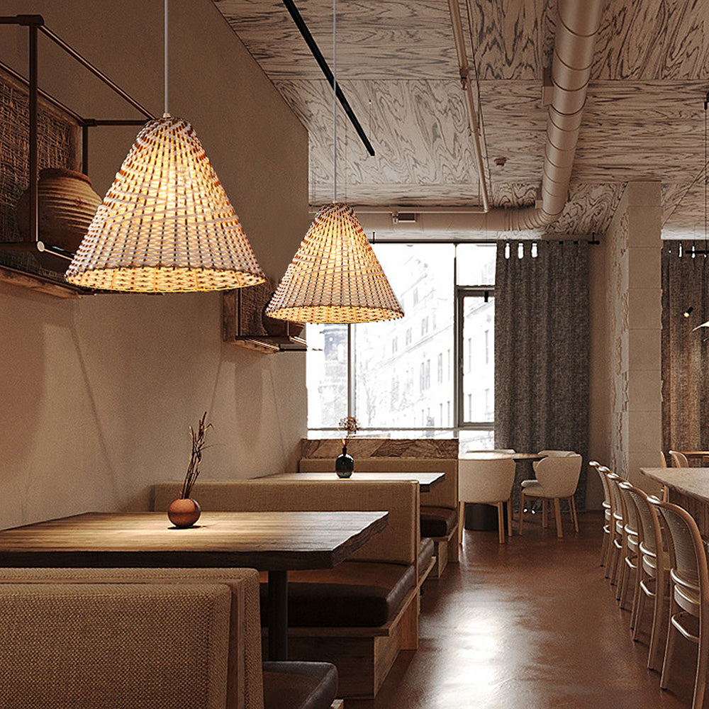 Boho Pendant Light Made of Handwoven Rattan