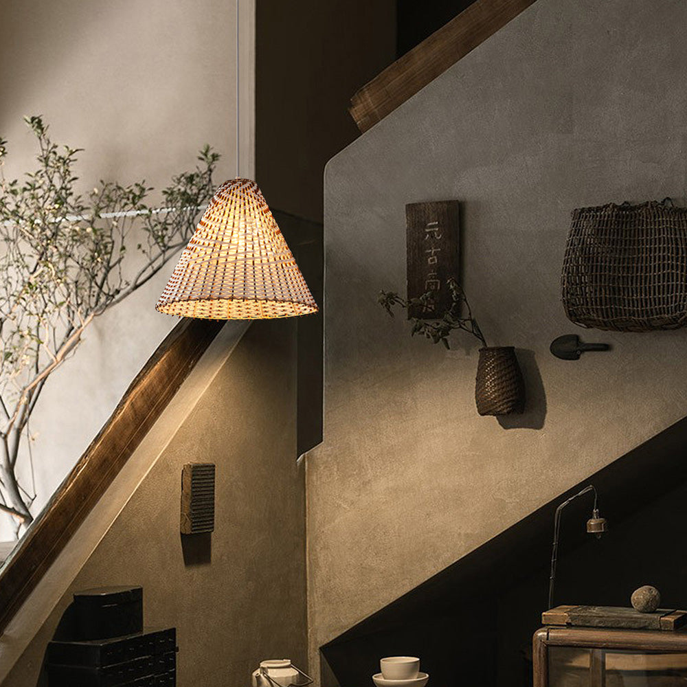 Boho Pendant Light Made of Handwoven Rattan