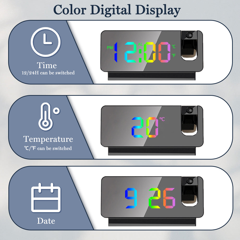 GlowAlarm - Modern LED Ceiling Projection Alarm Clock