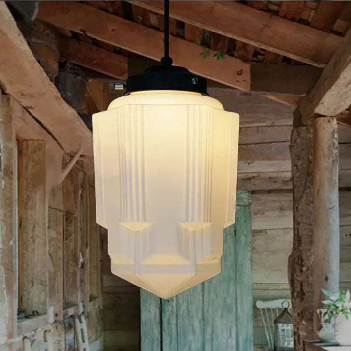 VintageGlow – Geometric Pendant Light in Matt Glass