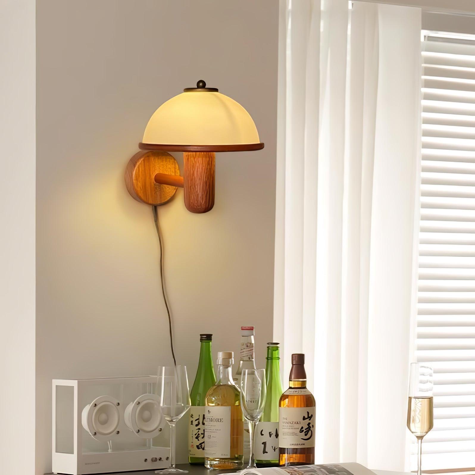Wooden Mushroom Wall Lamp - Unique Lighting for a Natural Touch