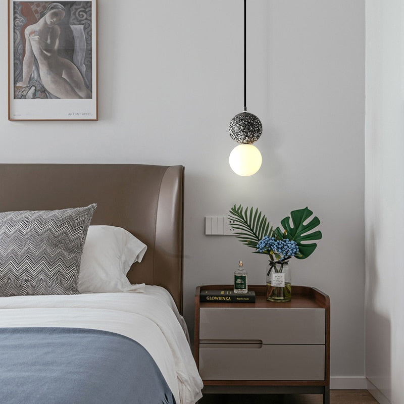 Aurora Pendant Lights LED - Black and White Glass