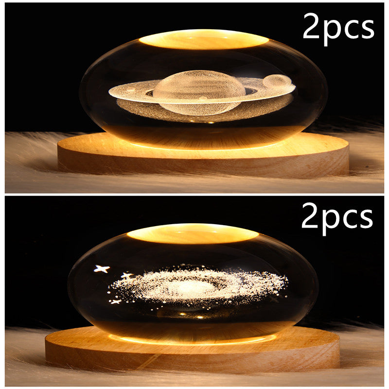3D Galaxy Crystal Ball LED Night Light