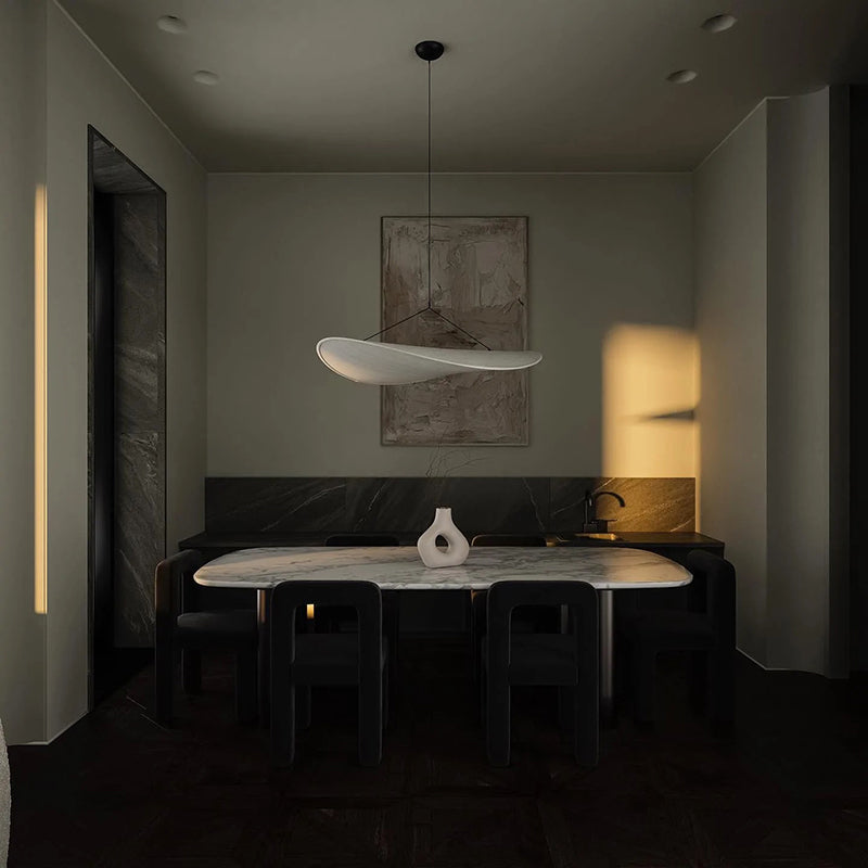 LunaLux - Modern LED Pendant Light in Metal and Synthetic Silk