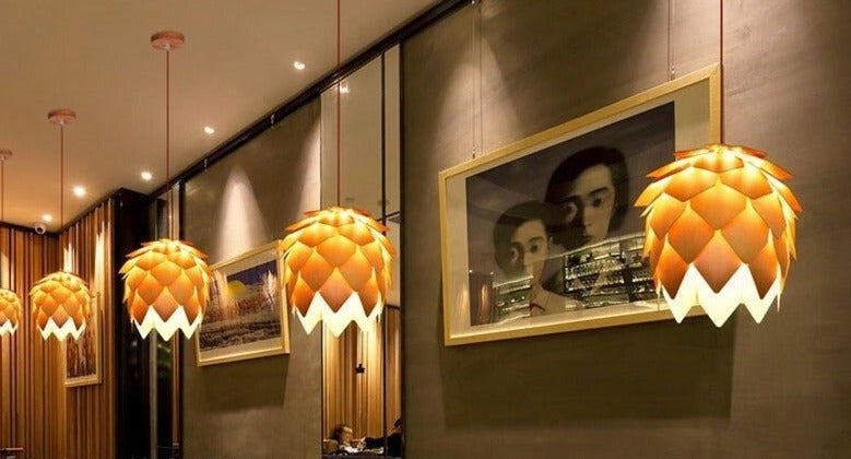 Modern Art Oak Pine Cone Pendant Lamps
