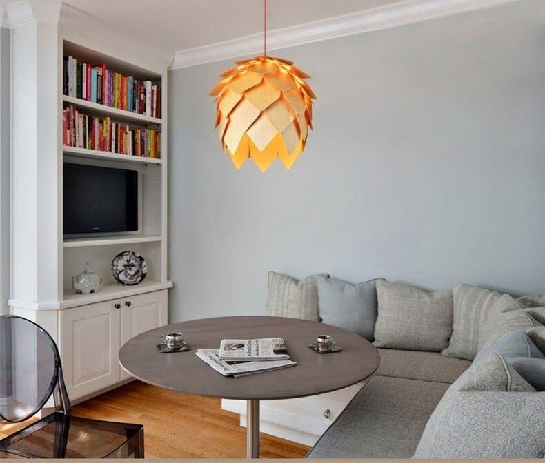 Modern Art Oak Pine Cone Pendant Lamps