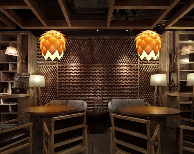 Modern Art Oak Pine Cone Pendant Lamps