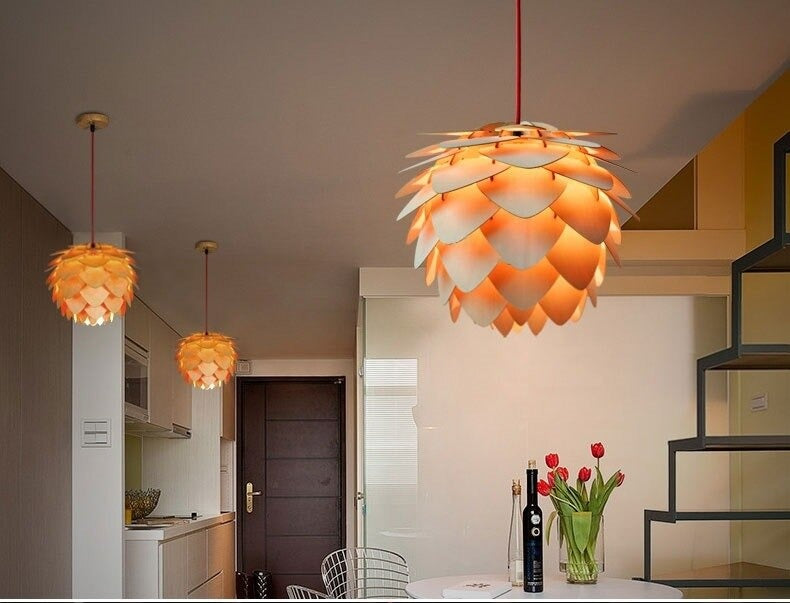 Modern Art Oak Pine Cone Pendant Lamps