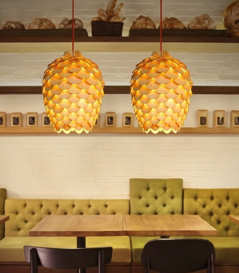 Modern Art Oak Pine Cone Pendant Lamps