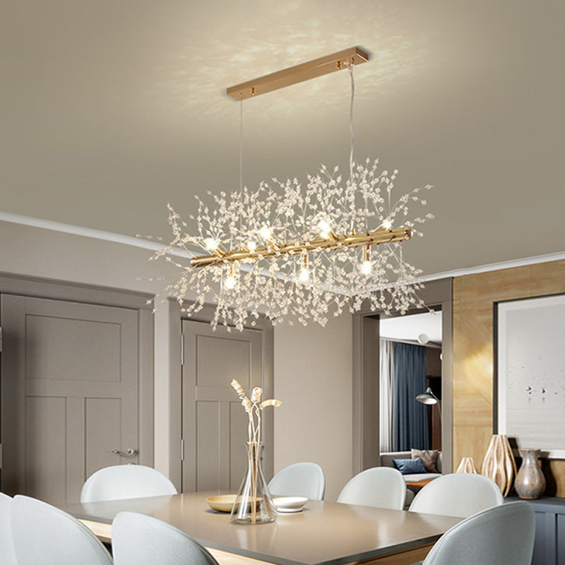 Elegant LED Pendant Lamp Luna - White & Gold Metal