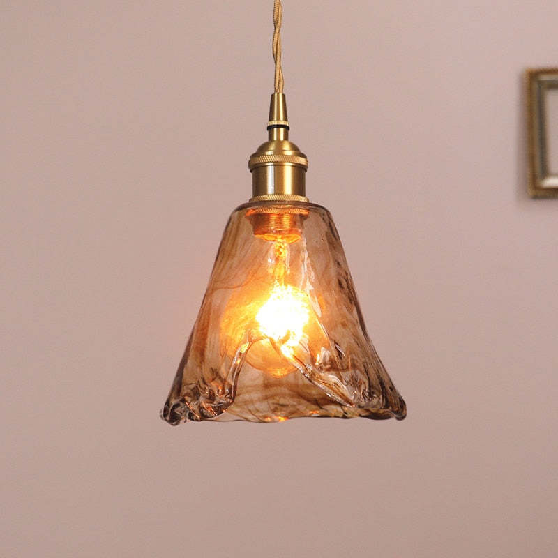 Levy Retro LED Pendant Lights Gold Metal Glass Bedroom Living Room Dining Room