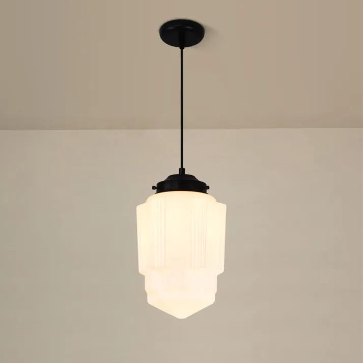 VintageGlow – Geometric Pendant Light in Matt Glass