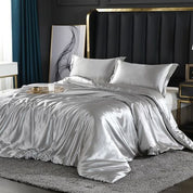 Luxury Silk Bedding Set - 4 Pieces (1 Flat Sheet + 1 Duvet Cover + 2 Pillowcases)