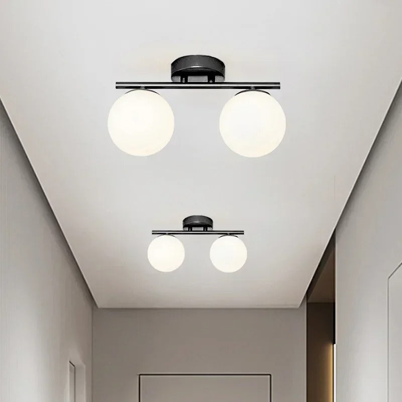Nordic LED Glass Ceiling Light – Elegant White Sphere for Any Room