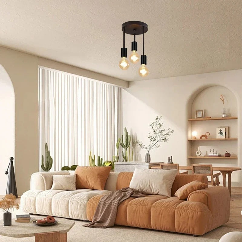 Industrial Ceiling Light Black - 3-Head Vintage Lighting Fixture