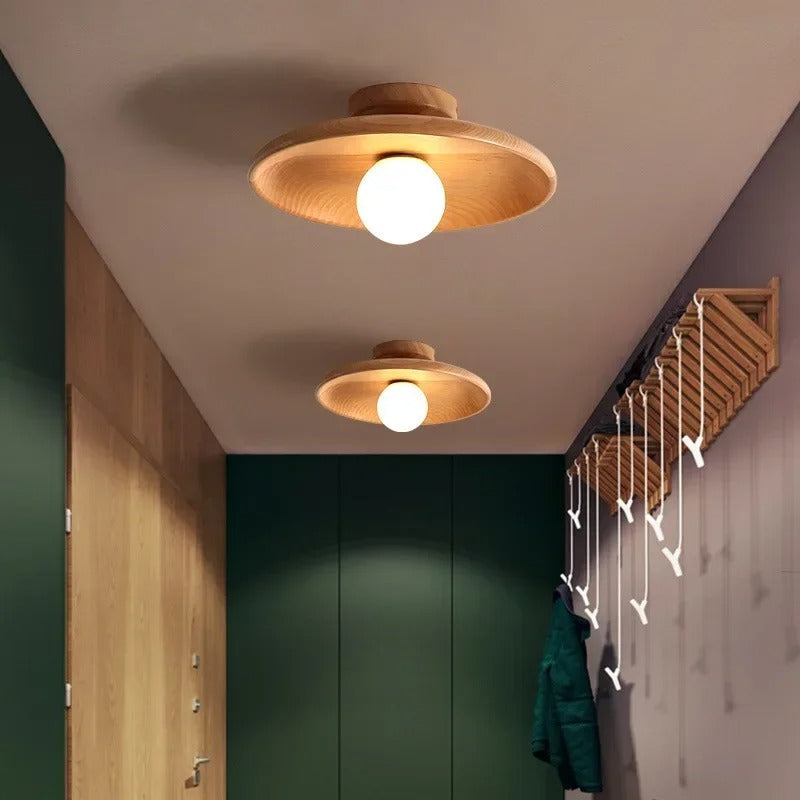Nordic Wooden Round Ceiling Lamp – Stylish Lighting for Any Space