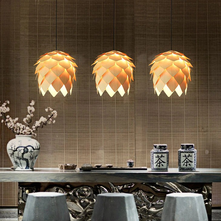 Modern Art Oak Pine Cone Pendant Lamps