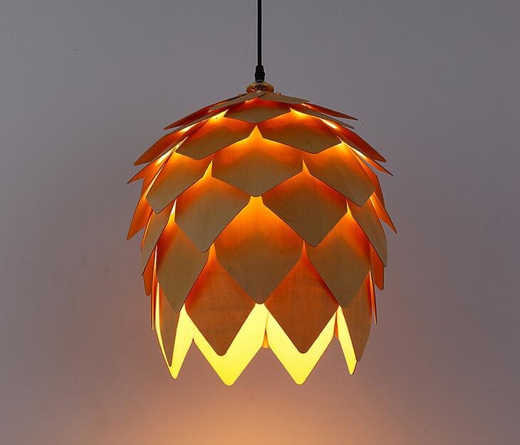 Modern Art Oak Pine Cone Pendant Lamps